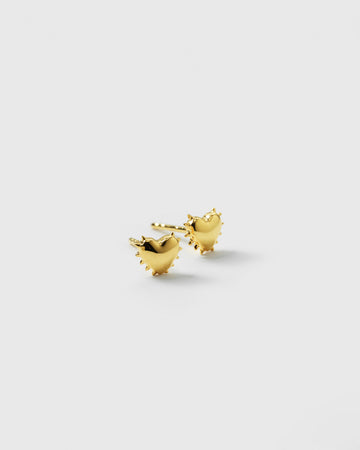 True Love Spike Heart Studs Gold