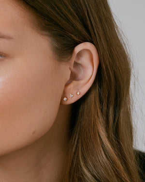 Celestia Triple Stone Studs Gold