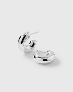 Bolded Little Sis Hoops Silver