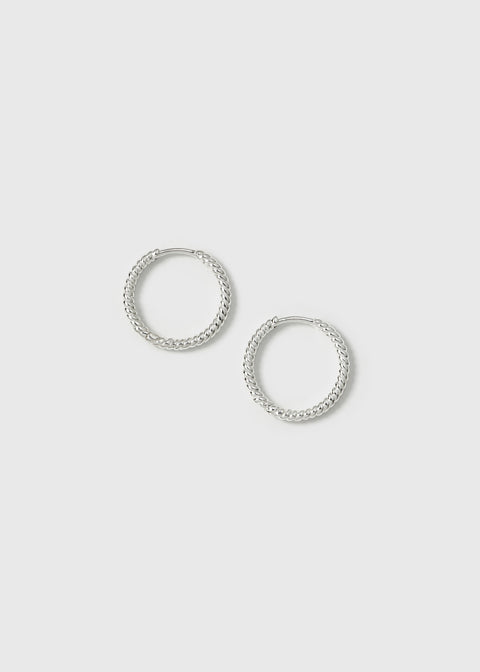 Beloved Twisted Medium Hoops Silver