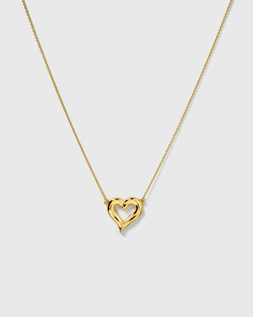 Puff Heart Necklace Gold