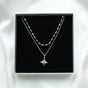 North Star & Herringbone Necklace Set Silver